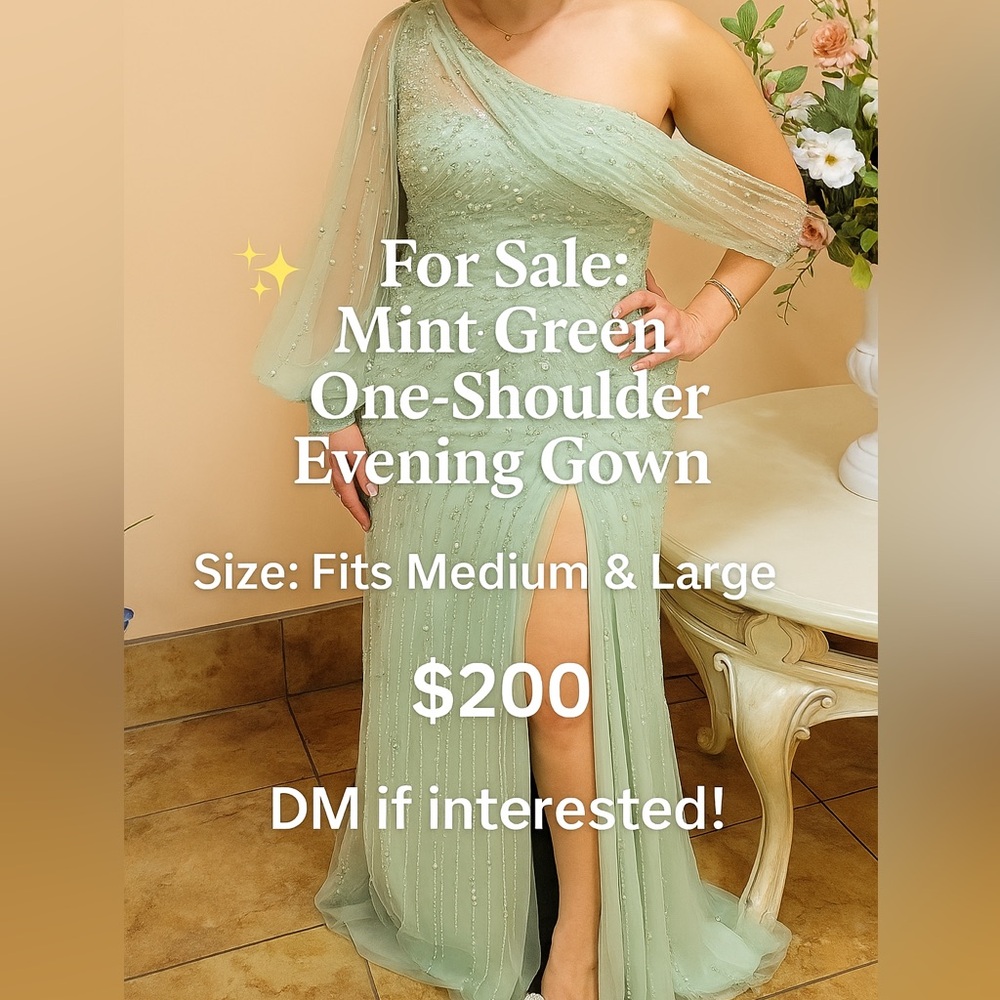 Elegant One-Shoulder Mint Green Dress